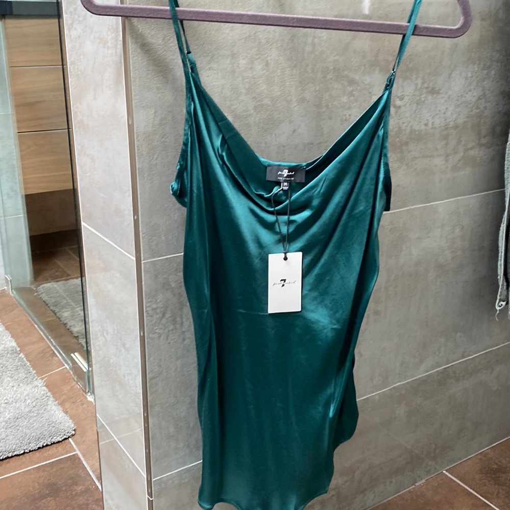 Deep green silk 7 for All Mankind silk tank top